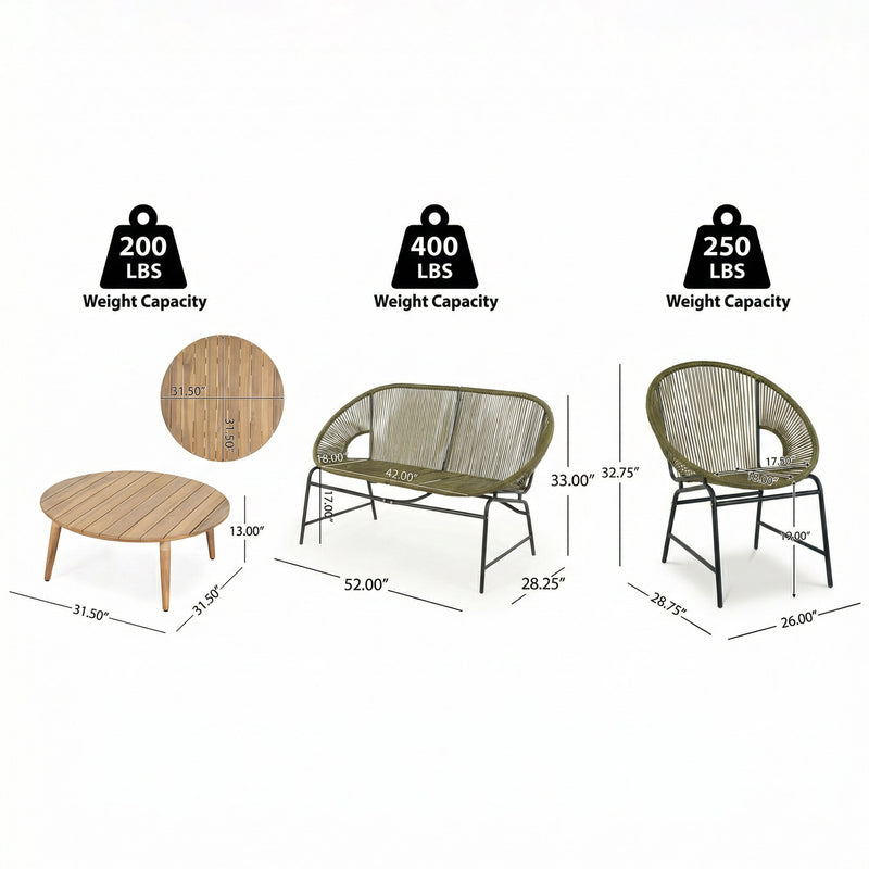 Nusa Outdoor Patio 4-Pcs Chat Set by HouseOfZazla