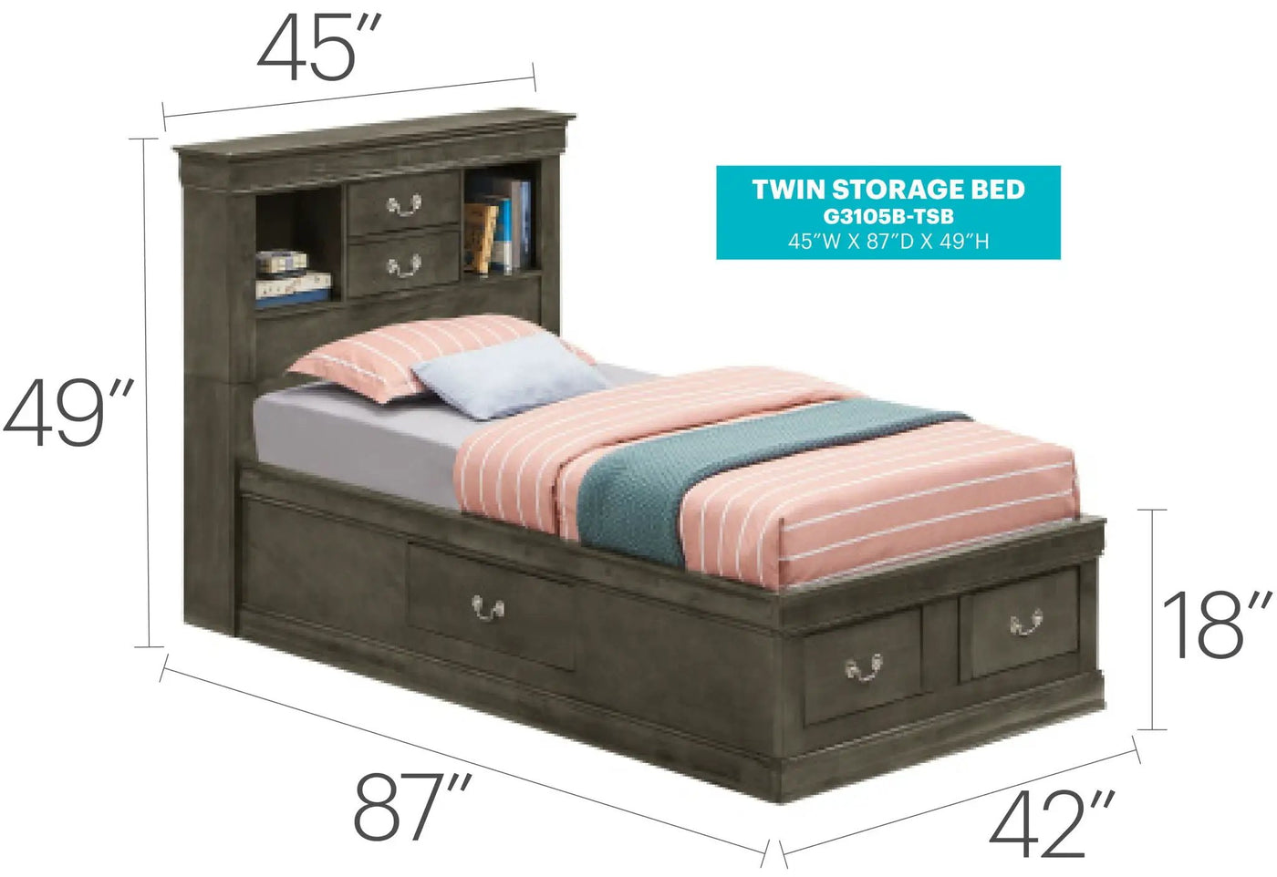 Traditional Style Bookcase Storage Bed by HouseOfZazla