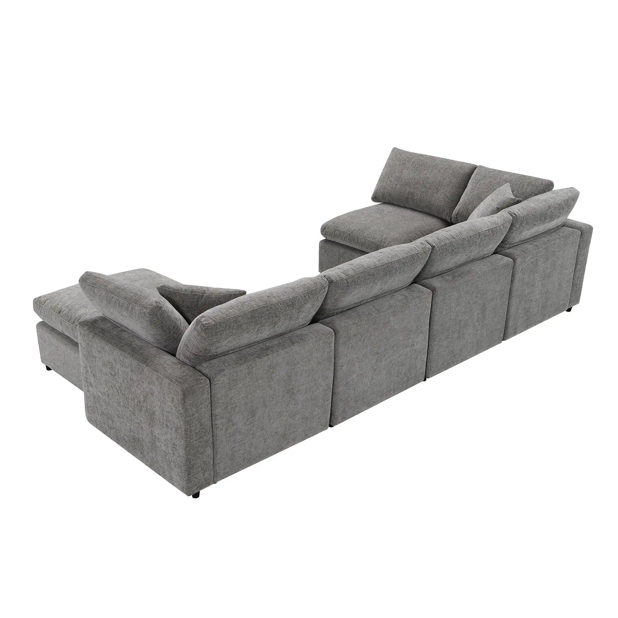 Modern Modular Cloud Sofa Bed, 6 Seat Sectional Couch Set With Ottoman, Free Combination, Convertible U Shaped Sleeper Sofa For Living Room by HouseOfZazla