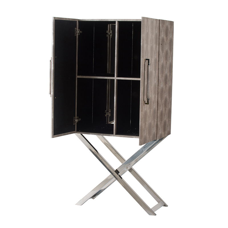 Silver Faux Leather Accent Cabinet with Mixed-Material Construction - Silver, photo 2 of 9