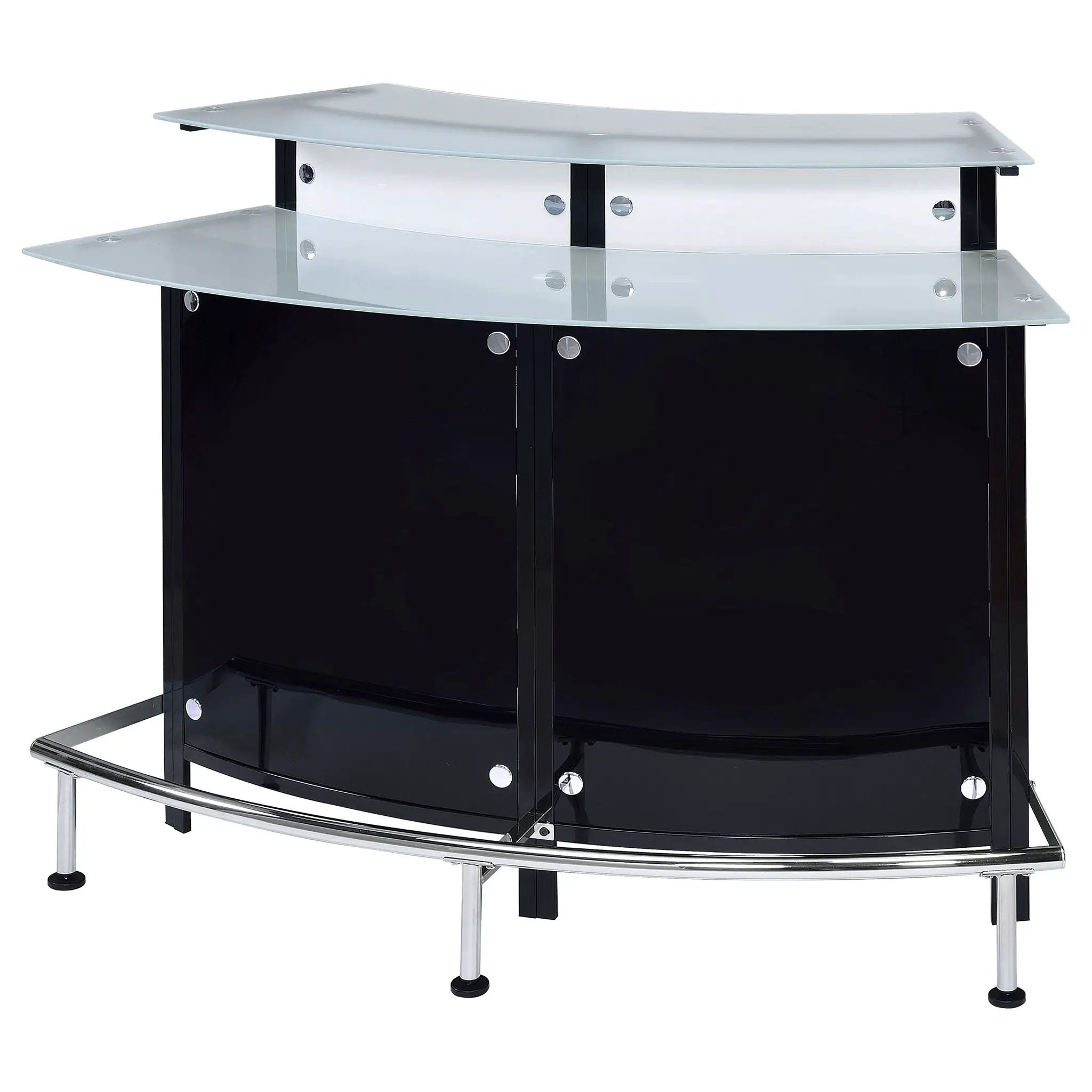 Keystone Curved Glass Top Home Bar Wine Cabinet Black by Unique Piece Furniture