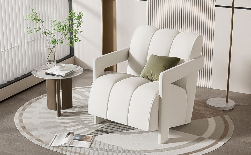 Modern Minimalist Leisure Armchair With L Shaped Armrests by HouseOfZazla
