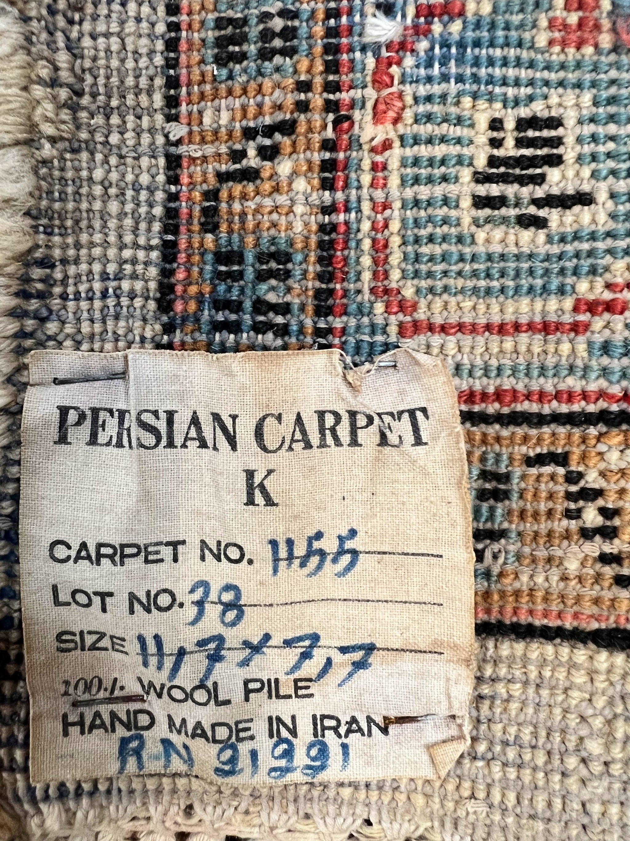 Persian Sarouk Rug 8x12, Wool Hand Knotted Antique Carpet, Floral Medallion, Cream Red, Traditional Oriental Rug by Jewel Rugs