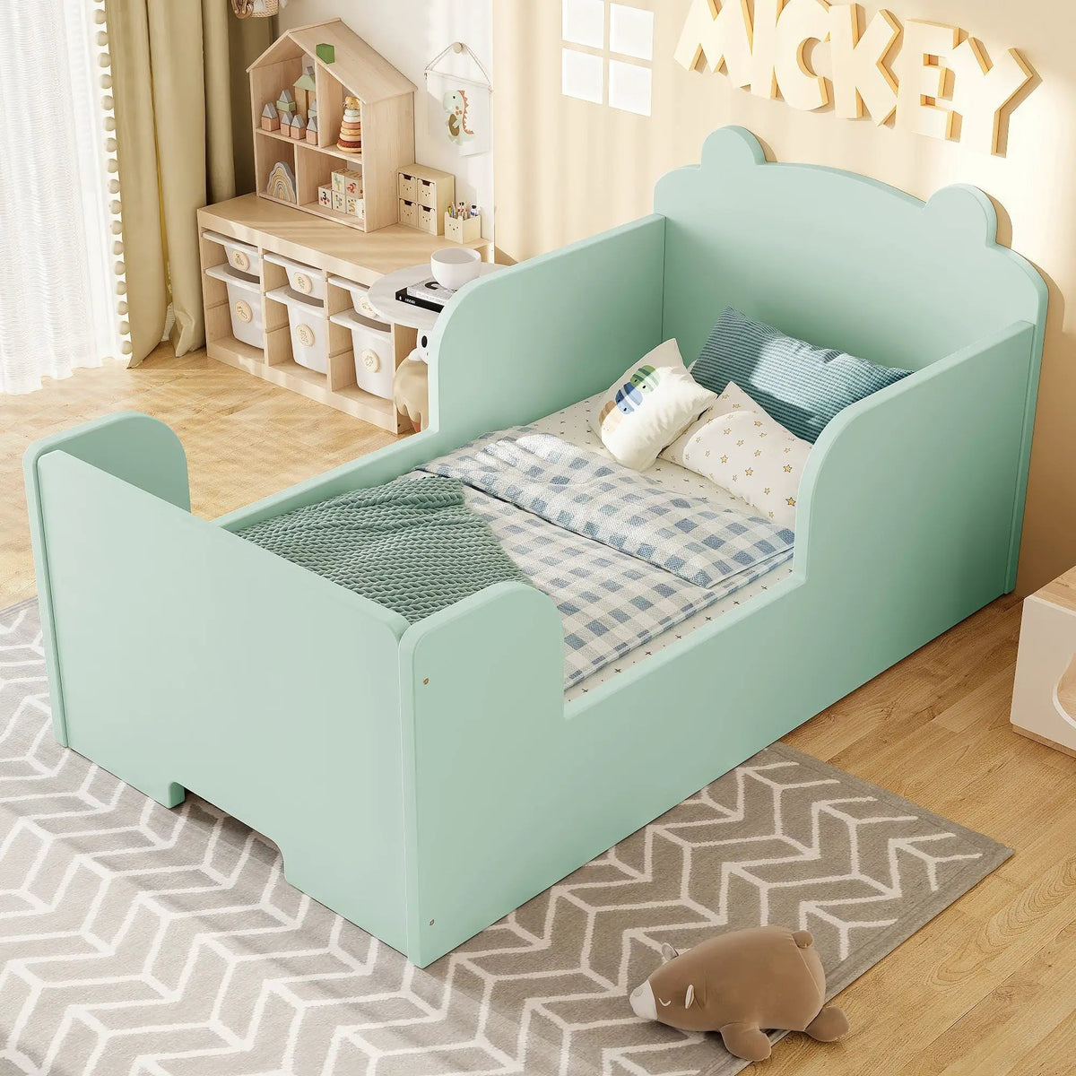Toddler Floor Bed Frame, Bear Shape Cot Bed for Boys and Girls Ages 3-6 by HouseOfZazla