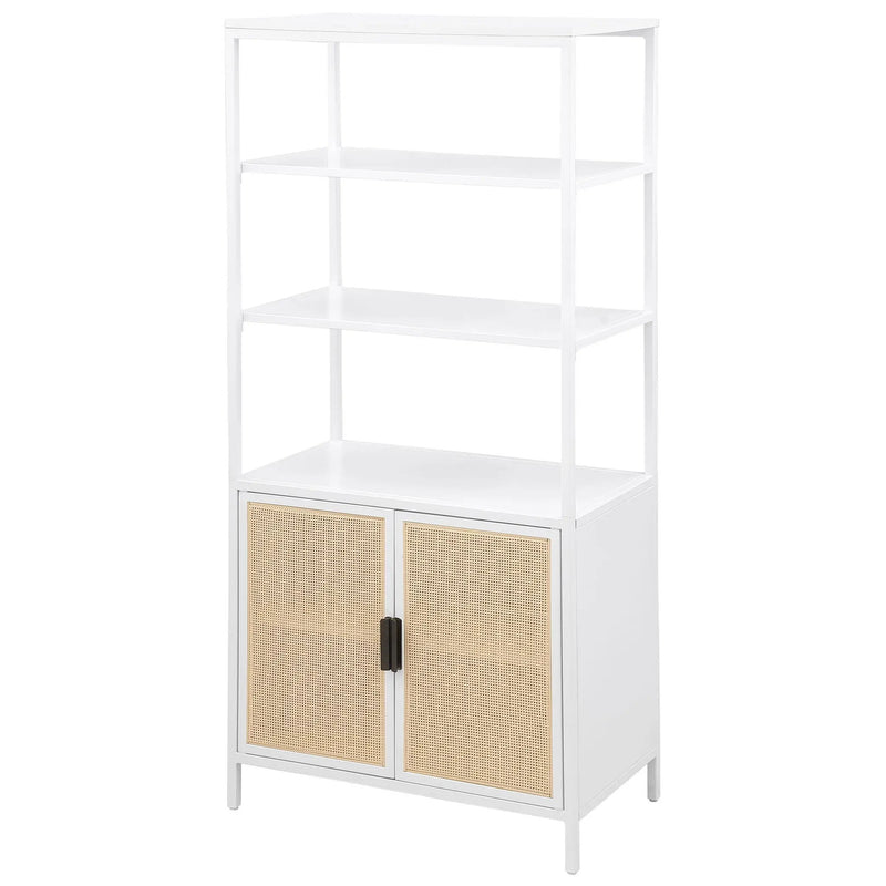 Amherst 3-shelf Radio Weave Cane Metal Accent Cabinet White by Unique Piece Furniture