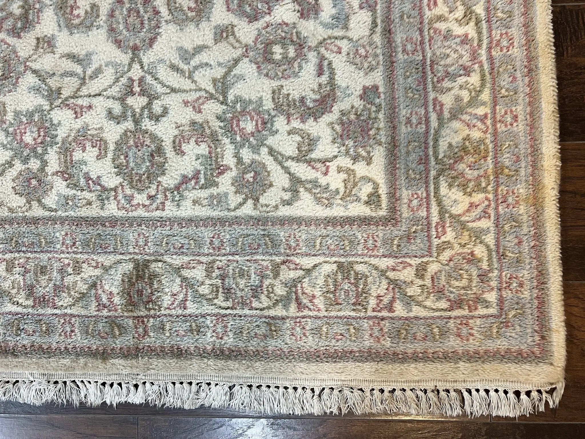 Indo Persian Rug 4x6, Vintage Handmade Wool Carpet, Floral Allover Pattern, Beige, Pair B by Jewel Rugs
