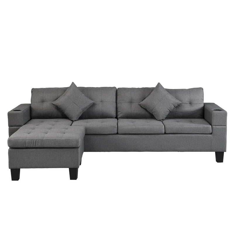 Sectional Sofa Set For Living Room With L Shape Chaise Lounge, Cup Holder And Left Or Right Hand Chaise Modern 4 Seat by HouseOfZazla