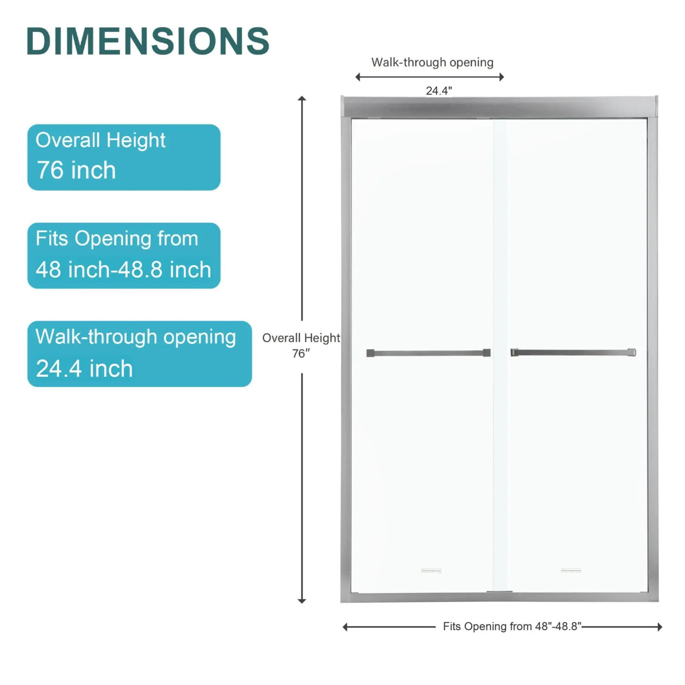 Modern Double Sliding Shower Enclosure, Tempered Glass by HouseOfZazla