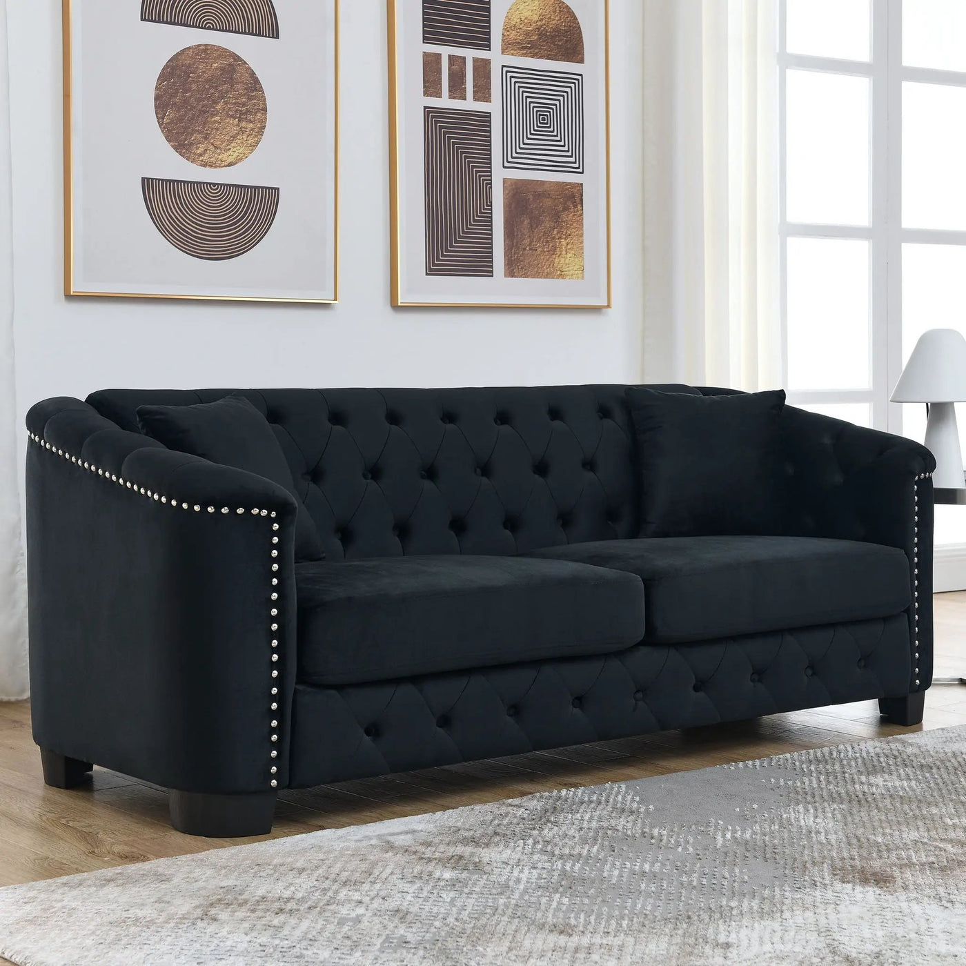 Modern Chesterfield Sofa With Tufted Backrest For Living Room by HouseOfZazla