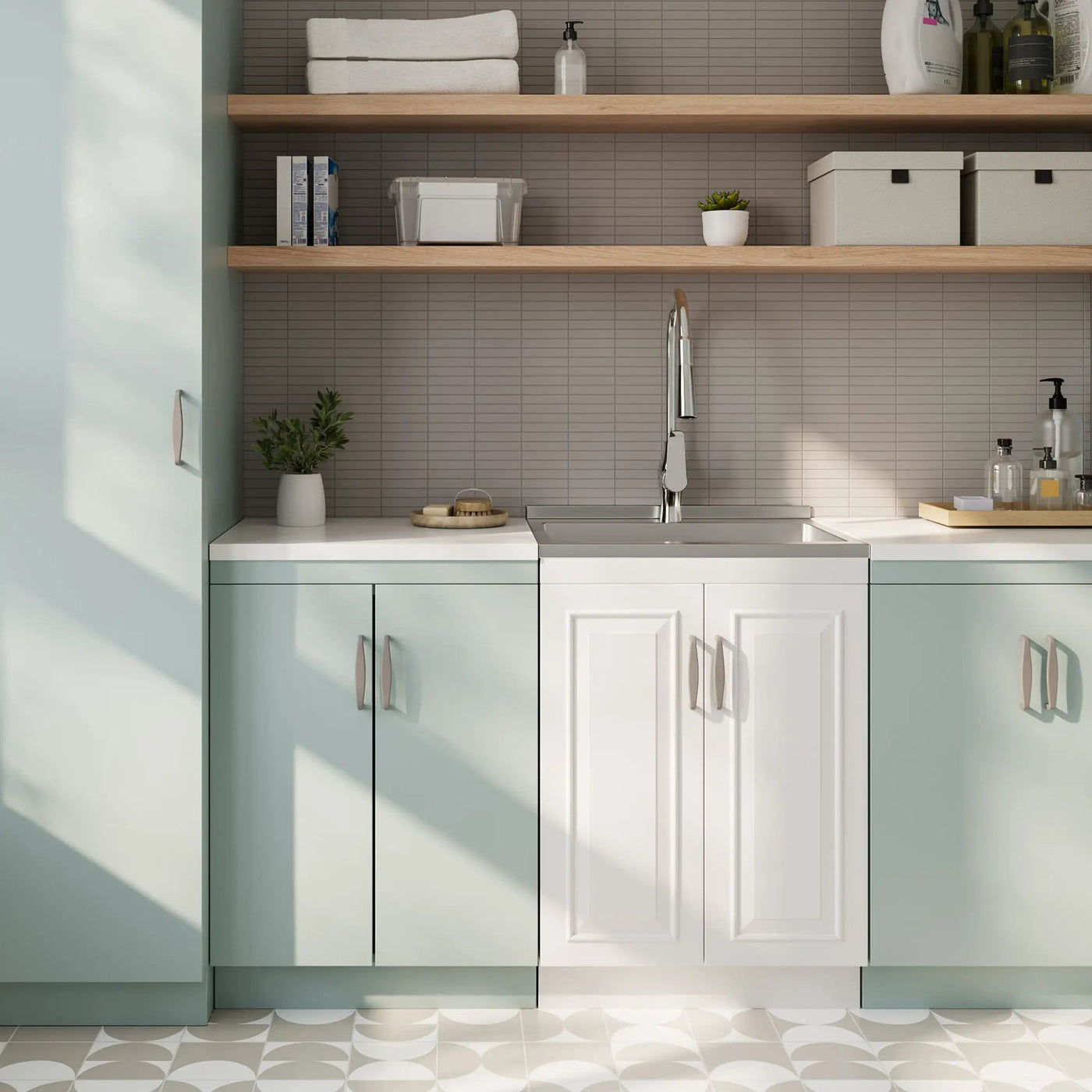 Darwin - Deluxe Laundry Cabinet With Pull-Out Faucet And Stainless Steel Sink by HouseOfZazla