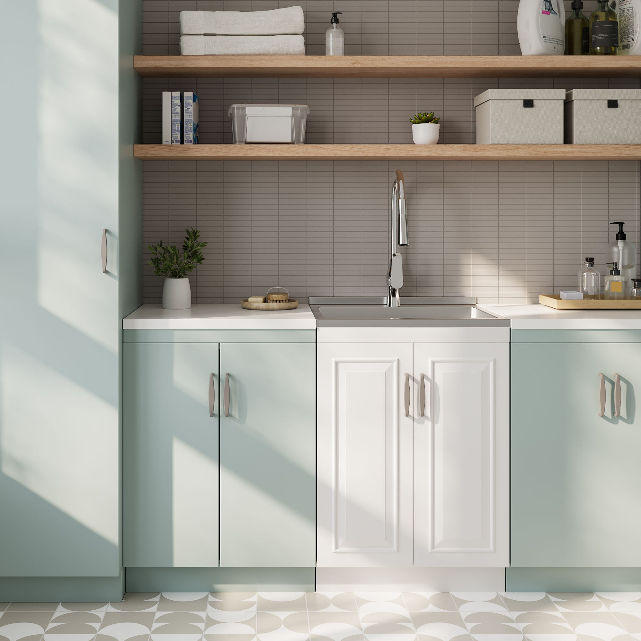 Darwin - Deluxe Laundry Cabinet With Pull-Out Faucet And Stainless Steel Sink by HouseOfZazla