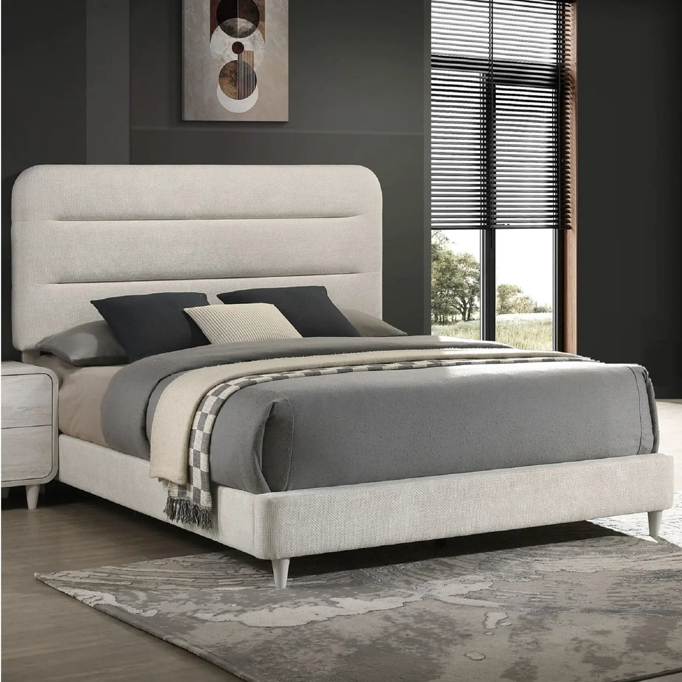 Upholstered Panel Bed, Sleek Lines by HouseOfZazla