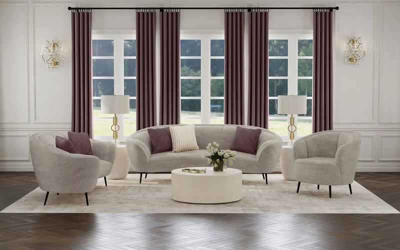 Ellorie 3-piece Upholstered Curved Sofa Set Beige by Unique Piece Furniture