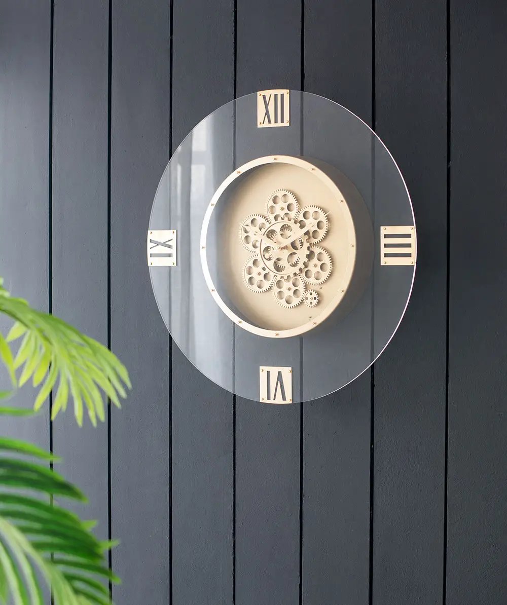 Round Moving Gear Roman Numeral Clock - Multicolor by Unique Piece Furniture