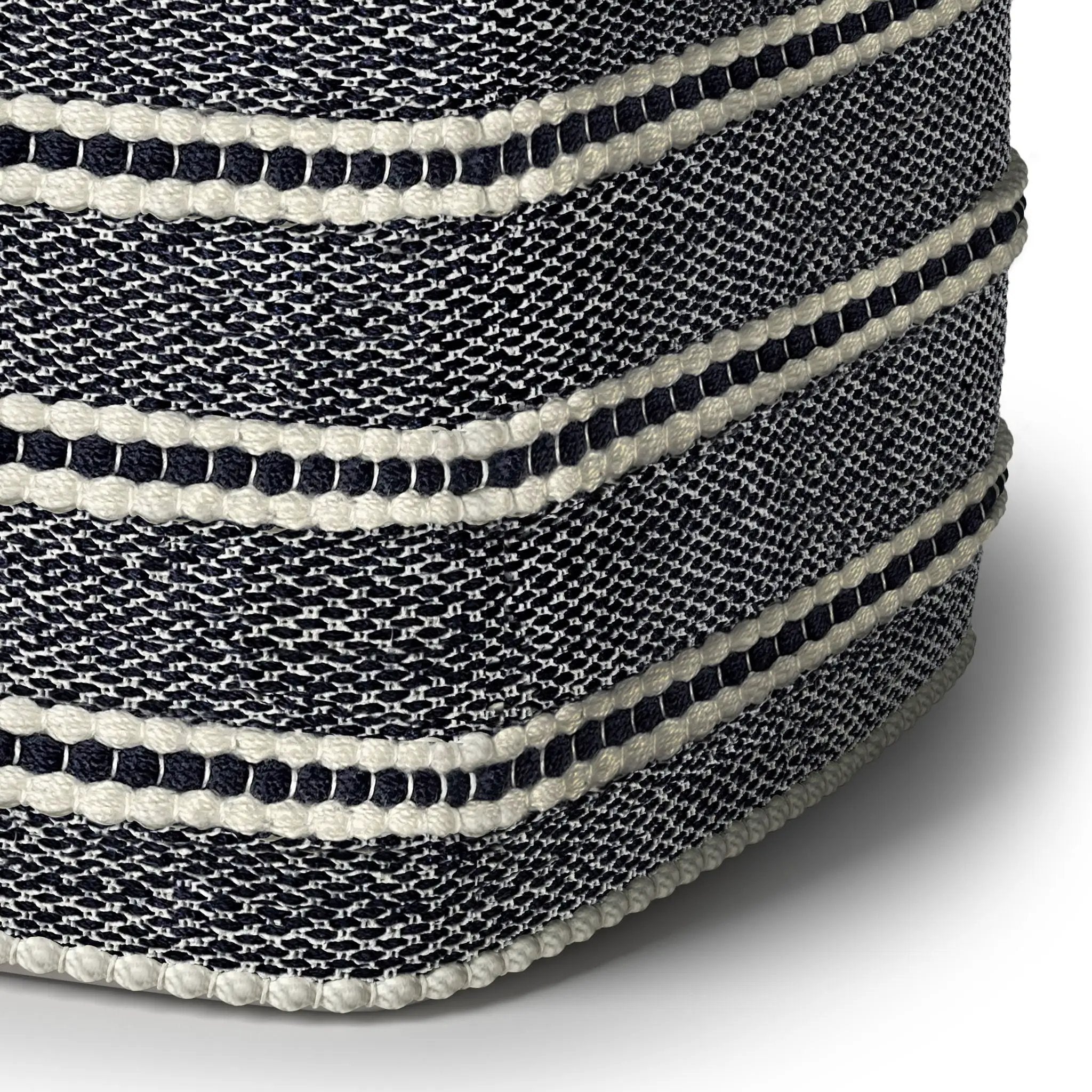 Corrie - Square Outdoor / Indoor Pouf - Navy / White by HouseOfZazla