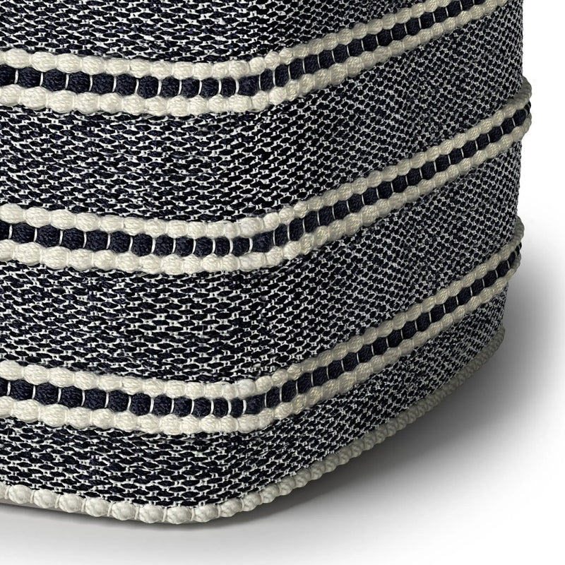 Corrie - Square Outdoor / Indoor Pouf - Navy / White by HouseOfZazla