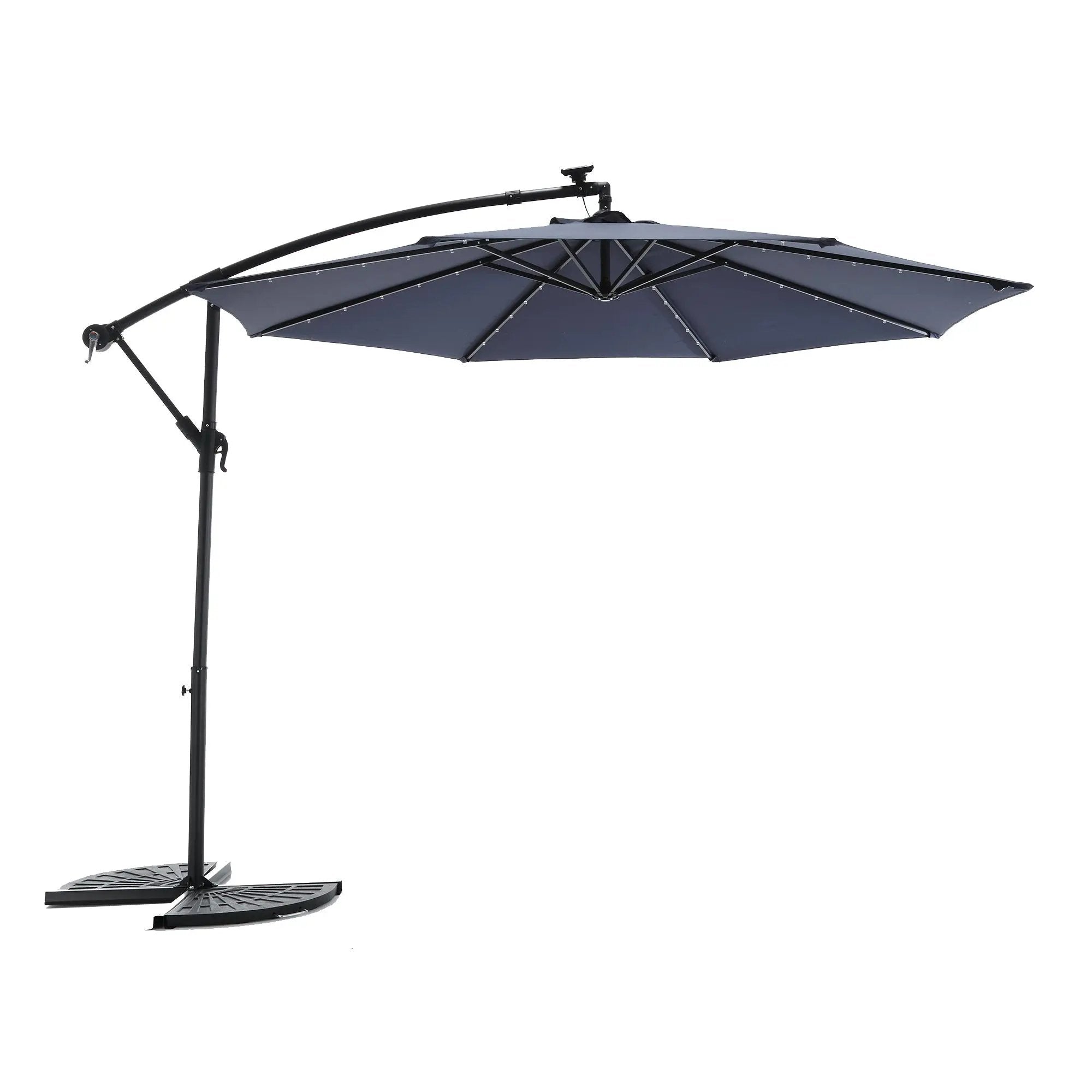 10ft Solar LED Offset Hanging Market Patio Umbrella - Navy Blue (No Base) by HouseOfZazla