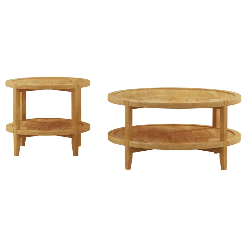 Camillo 2-piece Round Coffee and End Table Set Maple by Unique Piece Furniture