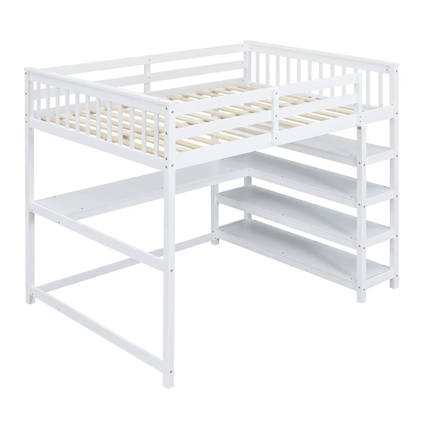 Loft Bed With Storage Shelves And Under Bed Desk by HouseOfZazla