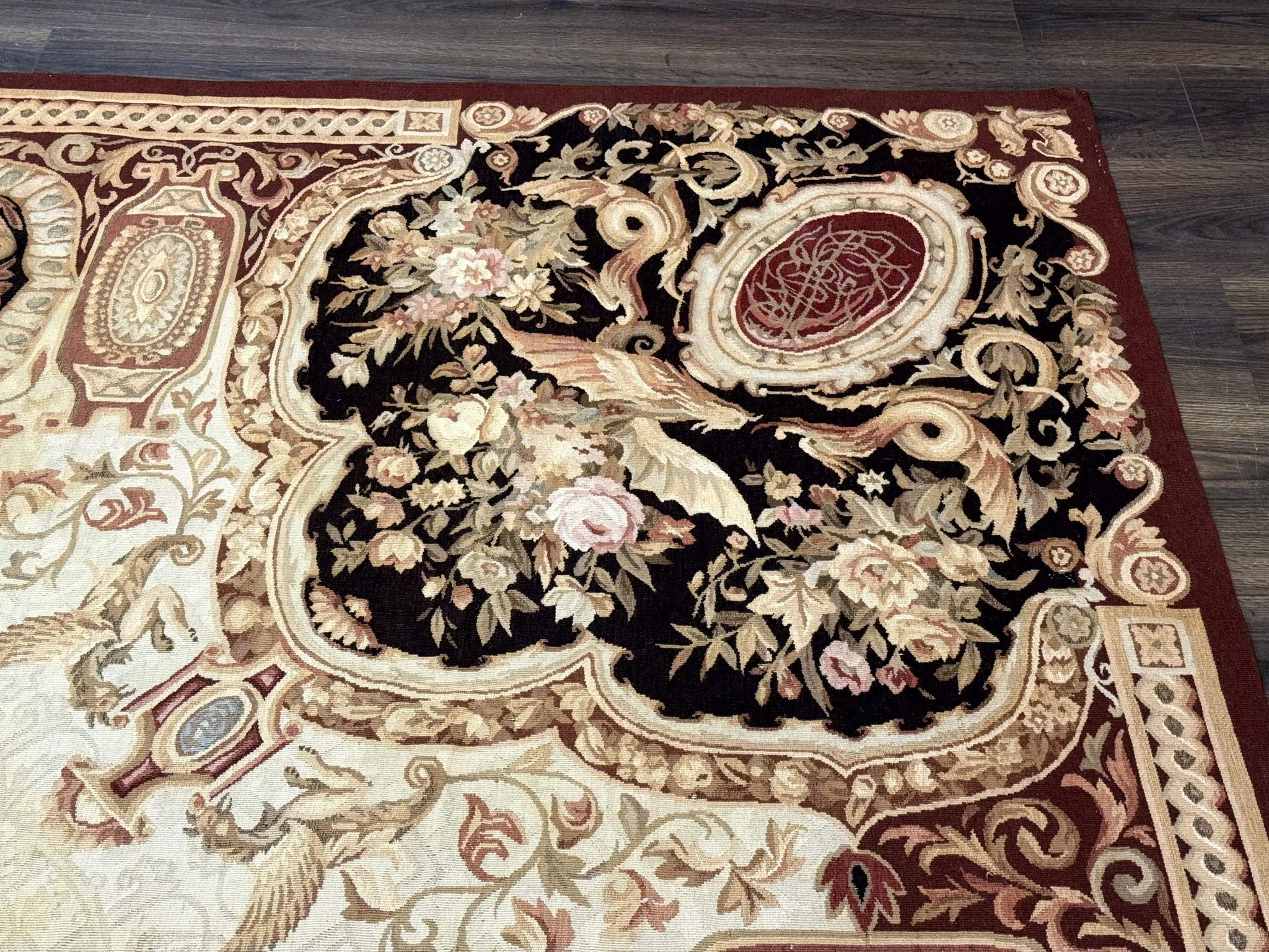 French Aubusson Rug 9x12 - European Design Flatweave Carpet by Jewel Rugs
