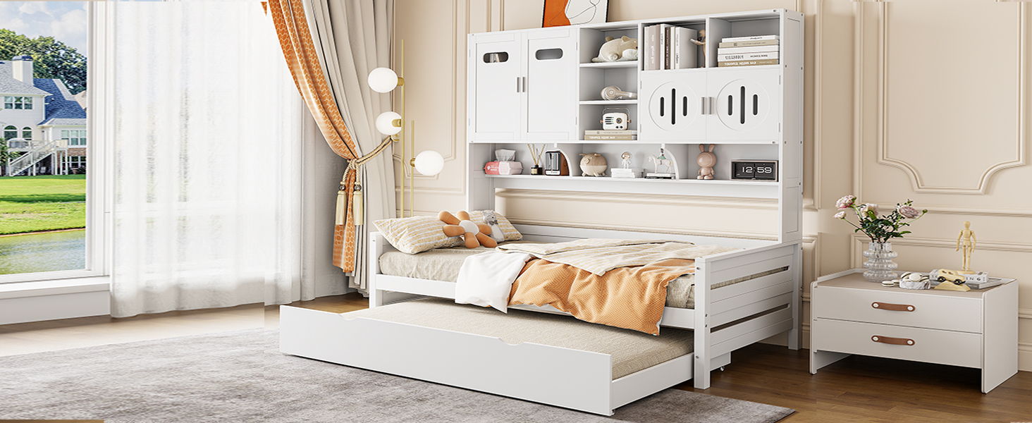 Daybed With All-In-One Cabinet And Shelf by HouseOfZazla