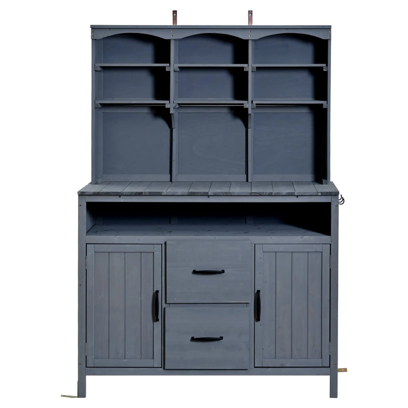 TOPMAX Large Fir Wood Potting Bench with Hutch and Storage by HouseOfZazla