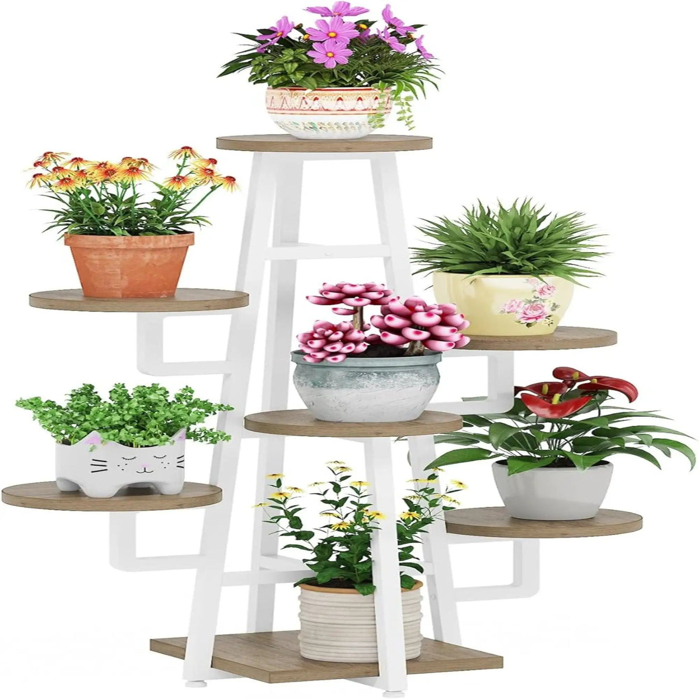 7 Tier Corner Plant Shelf With High Low Design For Living Room by HouseOfZazla