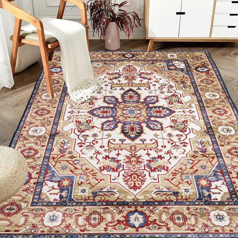 Vintage Bohemia Large Persian Non-slip Washable Area Rug by HouseOfZazla