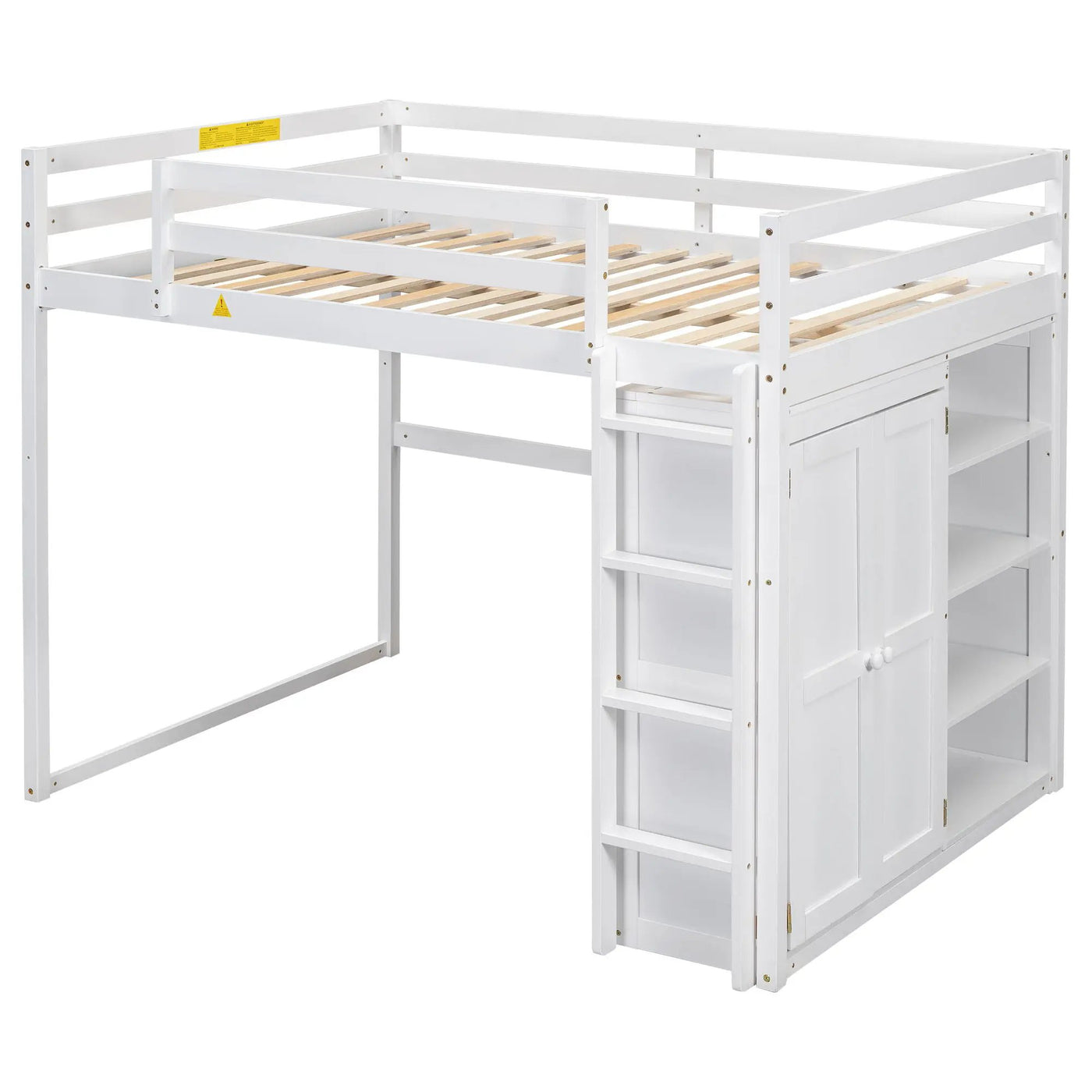 Loft Bed With Built In Wardrobe, Storage Shelves, And LED Light by HouseOfZazla