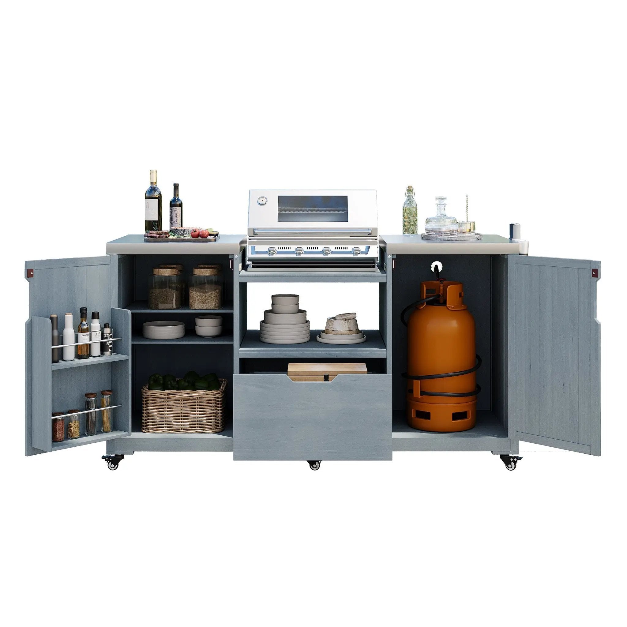 K&K 66.5" Outdoor Kitchen Island for Big Green Egg Grills by HouseOfZazla