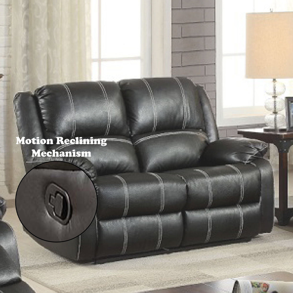 Zuriel Synthetic Recliner Loveseat with Manual Recline - Black or Dark Brown, photo 4 of 8