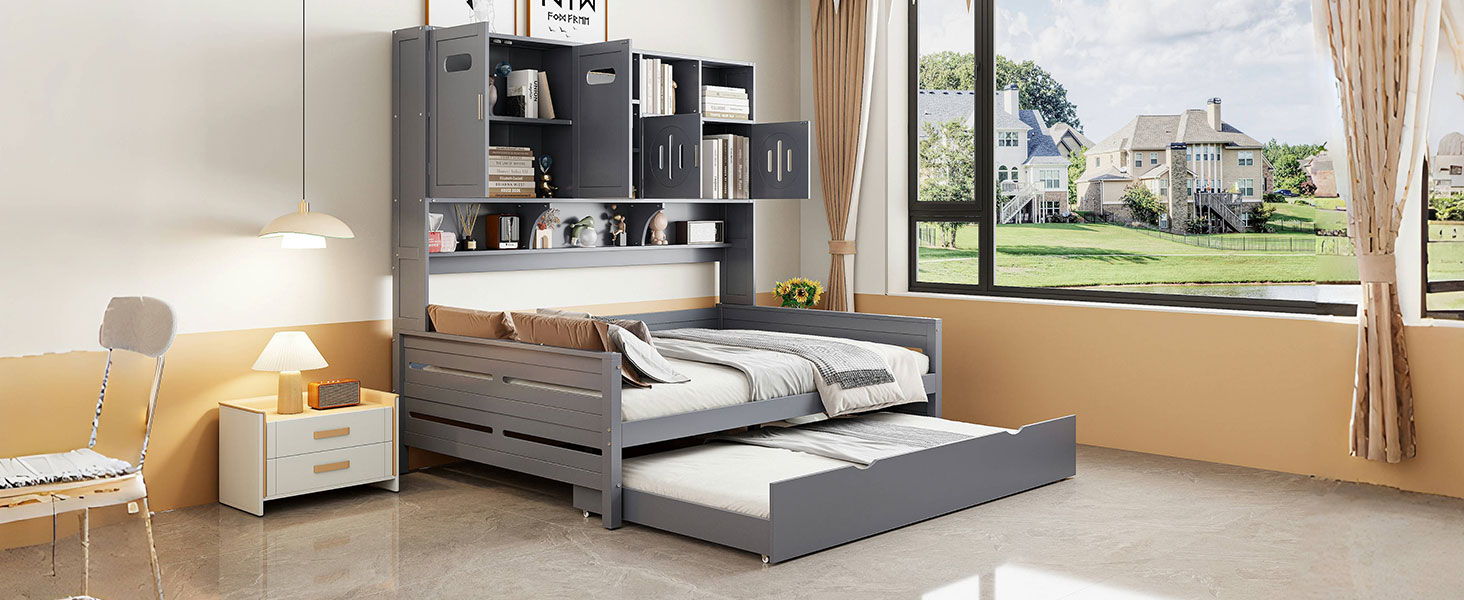 Daybed With All-In-One Cabinet And Shelf by HouseOfZazla