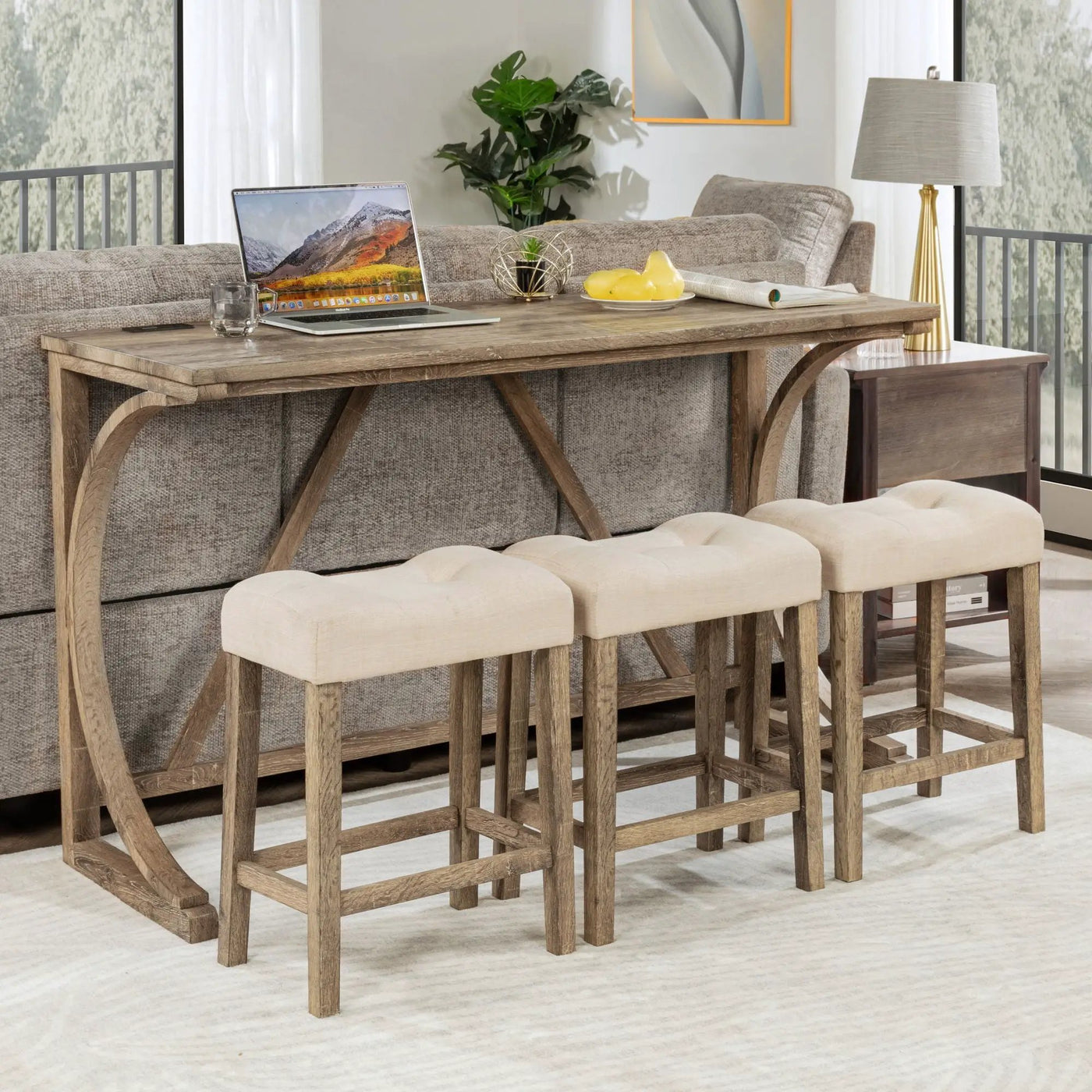 Bar Table Set With 3 Padded Stools by HouseOfZazla