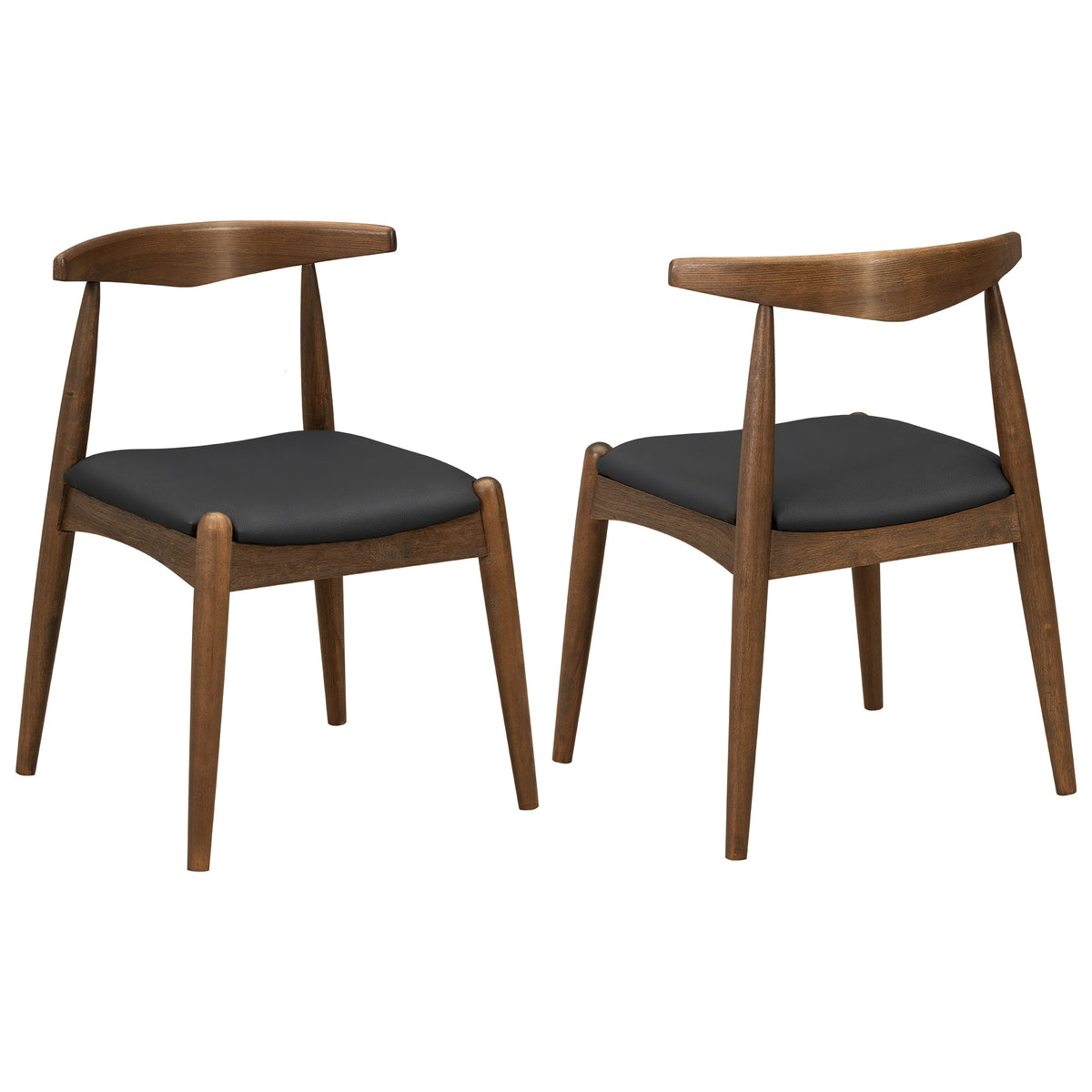 Set of 2 Rubberwood Dining Chairs with Faux Leather Upholstery - Multiple Colors, photo 6 of 11