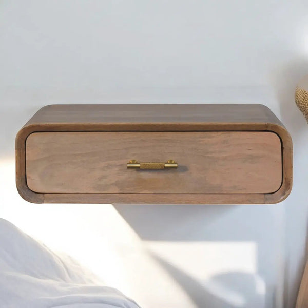 Solid Wood Sonoma T-Bar Wall-Mounted Nightstand, 1-Drawer