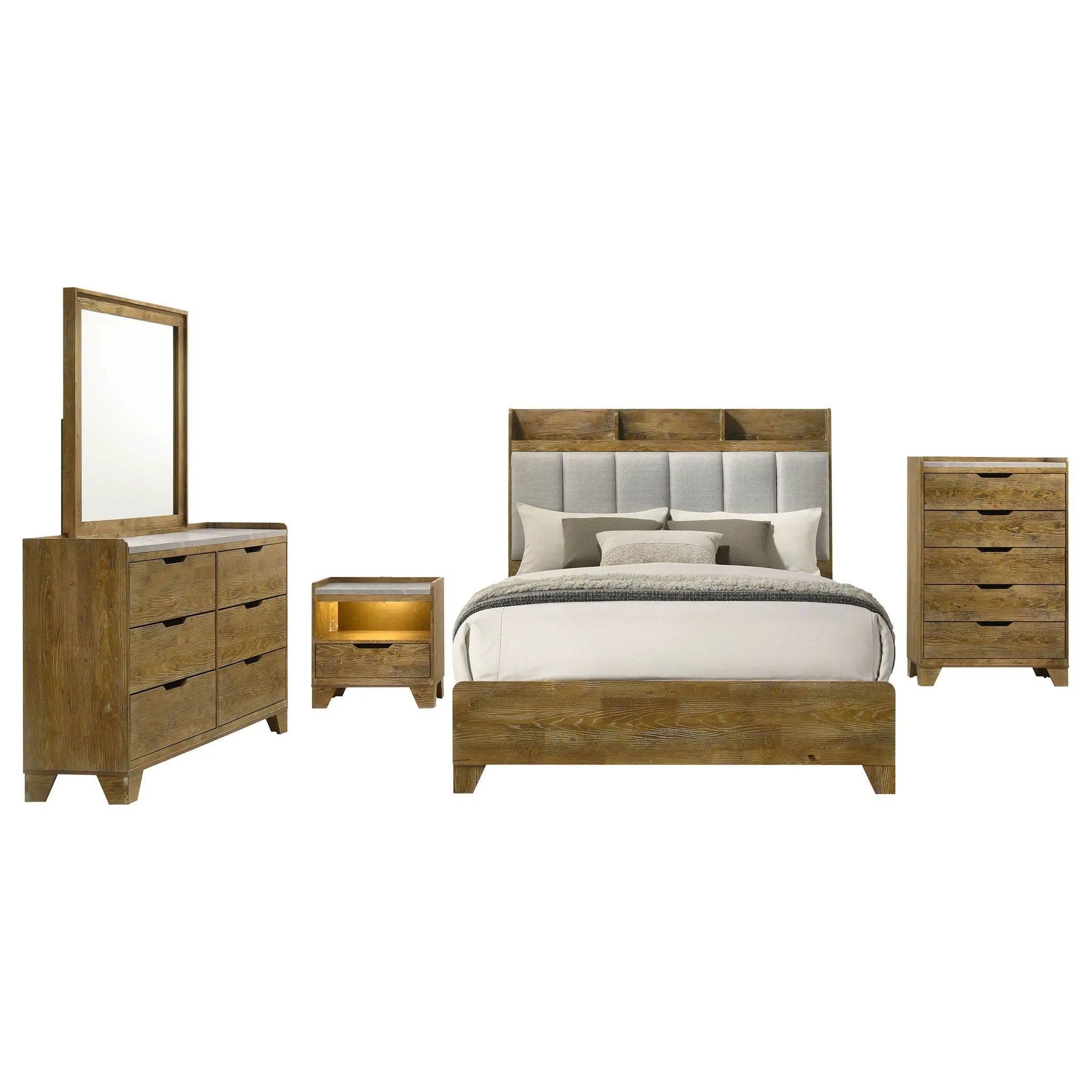 Henderson 5-piece Queen Bedroom Set Medium Oak by Unique Piece Furniture