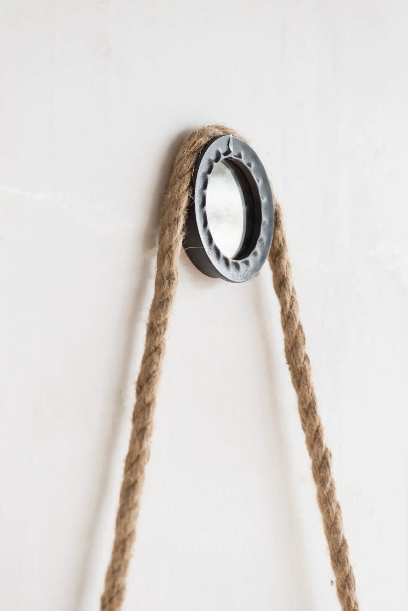 Handsome Cleveland Mirror With Rope Strap Contemporary Design Circle Mirror With Round Metal Frame For Wall Decor by HouseOfZazla