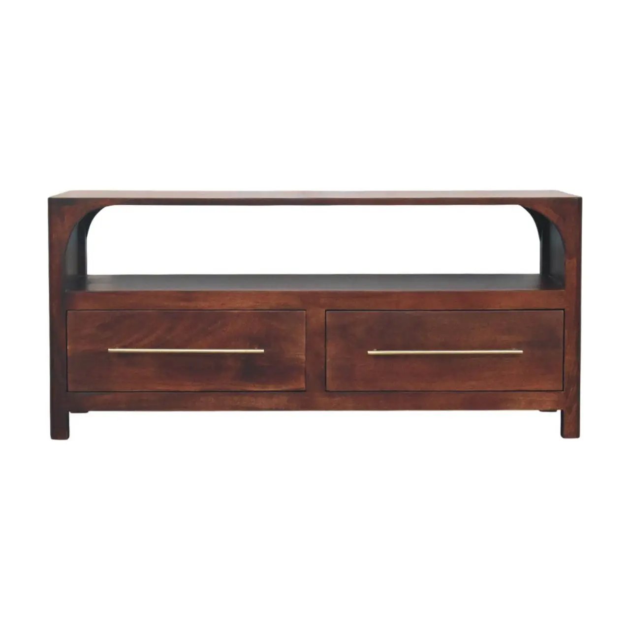 Solid Wood Arched Edge 2 Drawer Media Unit by HouseOfZazla
