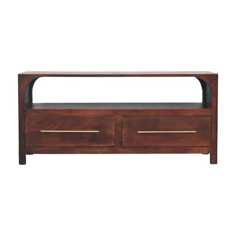 Solid Wood Arched Edge 2 Drawer Media Unit by HouseOfZazla