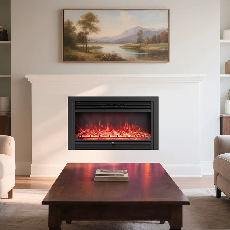 33/36-Inch Electric Fireplace Insert 750W/1500W Recessed Fireplace Heater by DirectDeals
