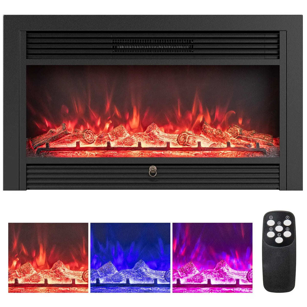 33/36-Inch Electric Fireplace Insert 750W/1500W Recessed Fireplace Heater by DirectDeals
