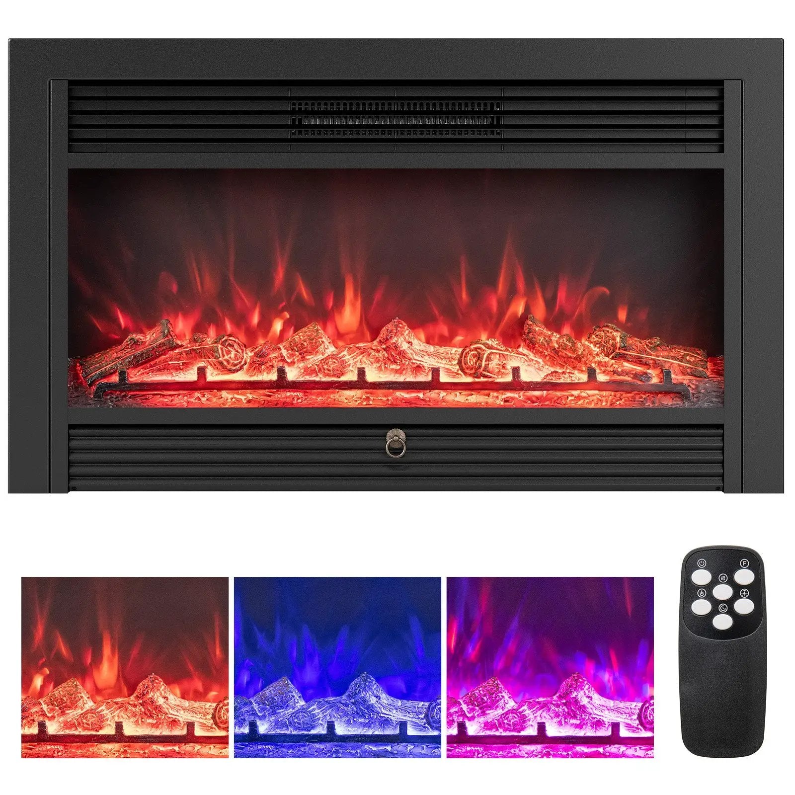 33/36-Inch Electric Fireplace Insert 750W/1500W Recessed Fireplace Heater by DirectDeals