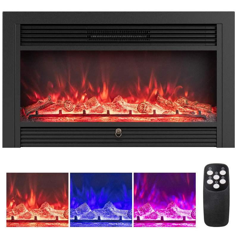 33/36-Inch Electric Fireplace Insert 750W/1500W Recessed Fireplace Heater by DirectDeals