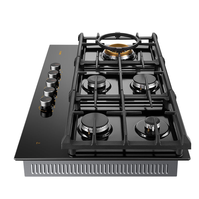 36" Tempered Glass Tri-Ring Gas Cooktop Series | GLG36501, photo 4 of 5