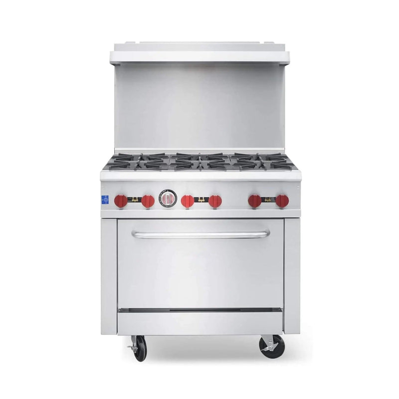 36-Inch Commercial 210K BTU 6-Burner Stainless Steel Freestanding Gas Range (SAK85603) by SAKSBY WHOLESALE