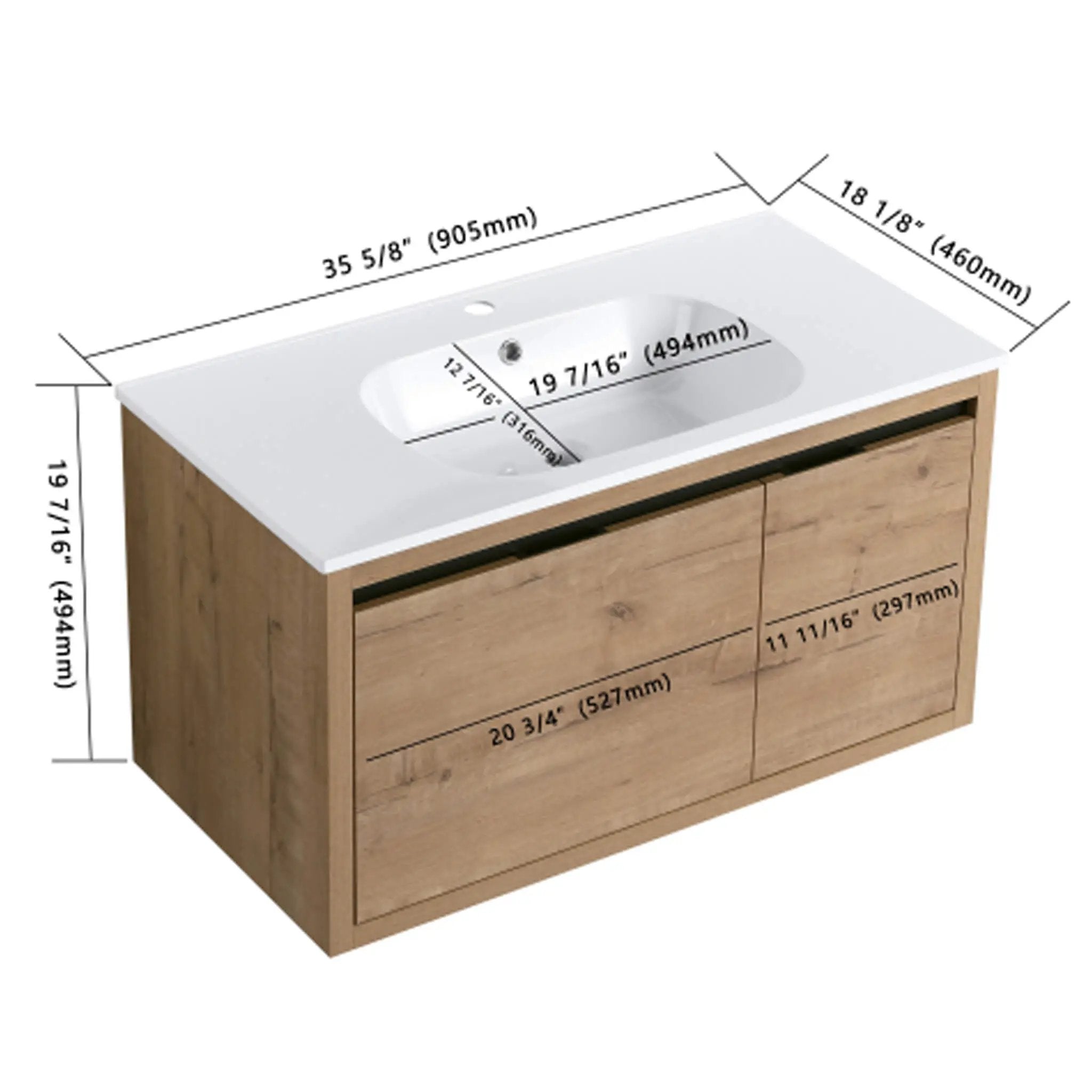 Nuvia Floating Bathroom Vanity With Resin Sink Soft Close Doors (SAK82560) by SAKSBY WHOLESALE