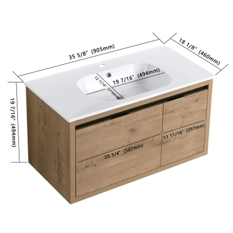 Nuvia Floating Bathroom Vanity With Resin Sink Soft Close Doors (SAK82560) by SAKSBY WHOLESALE