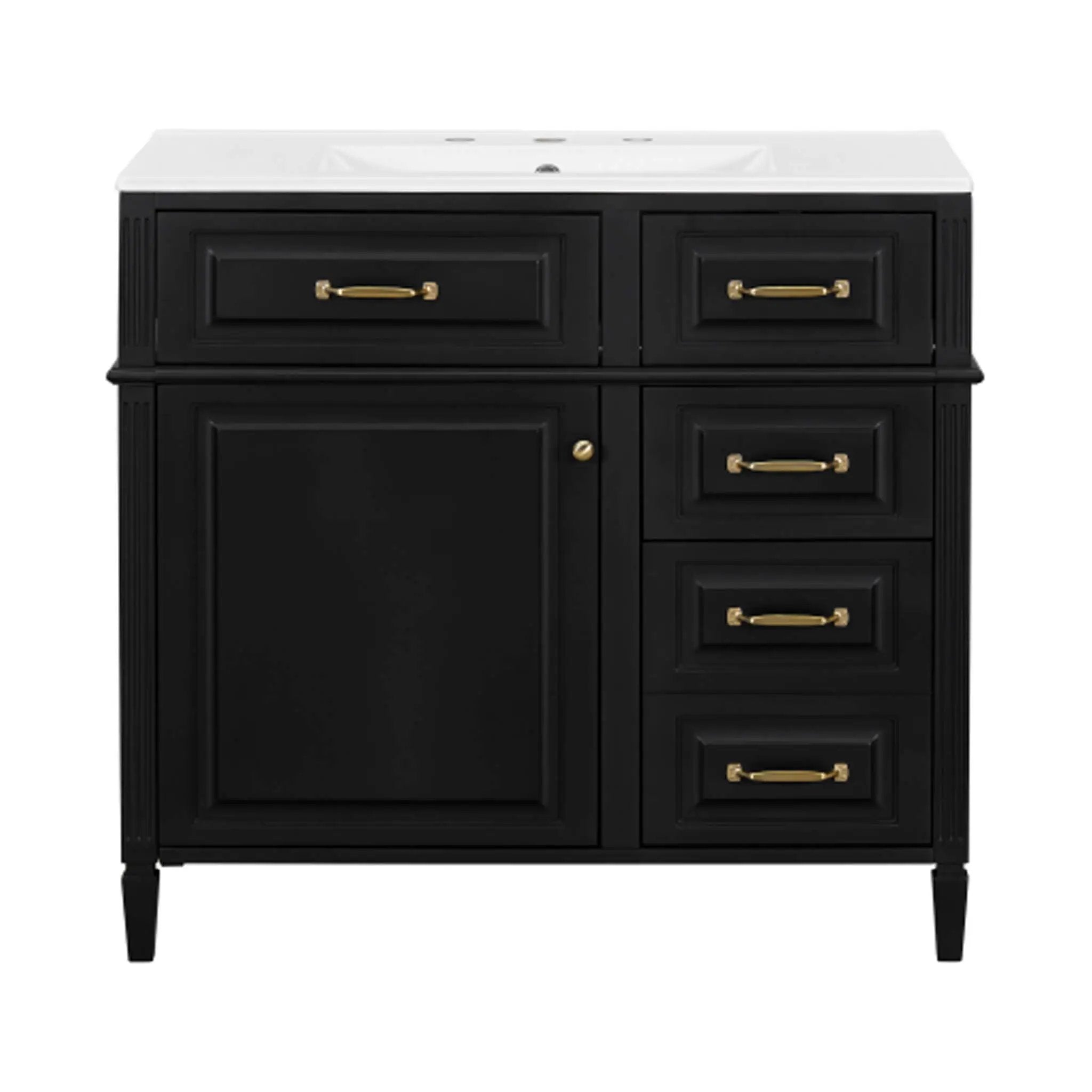 Nuvia 36-Inch Freestanding Bathroom Vanity With Ceramic Sink And Storage Cabinets [Faucet Not Included] (SAK41792) by SAKSBY WHOLESALE