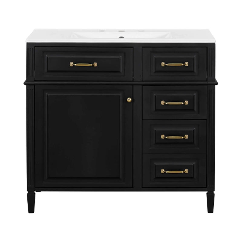 Nuvia 36-Inch Freestanding Bathroom Vanity With Ceramic Sink And Storage Cabinets [Faucet Not Included] (SAK41792) by SAKSBY WHOLESALE