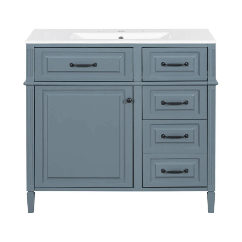Nuvia 36-Inch Freestanding Bathroom Vanity With Ceramic Sink And Storage Cabinets [Faucet Not Included] (SAK41792) by SAKSBY WHOLESALE